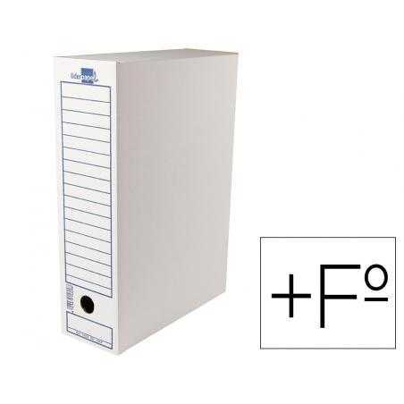 Caja archivo definitivo liderpapel folio prolongado carton reciclado 340g/m2 lomo 116 mm blanco 388x116x275 mm