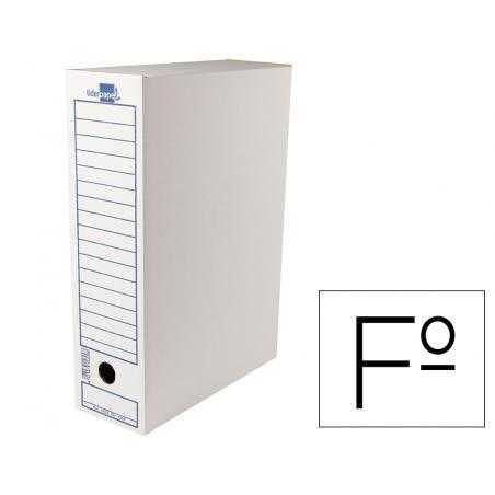 Caja archivo definitivo liderpapel folio carton reciclado 340g/m2 lomo 100 mm blanco 365x100x251 mm