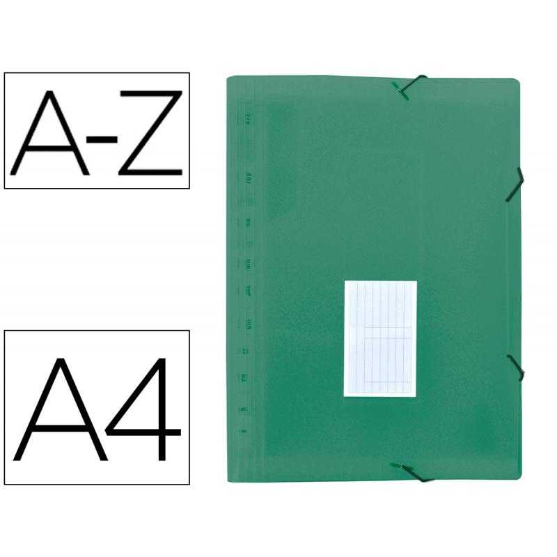 Carpeta liderpapel clasificador fuelle polipropileno din a4 verde opaco 13 departamentos