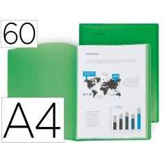 Carpeta liderpapel escaparate 60 fundas polipropileno din a4 verde translucido
