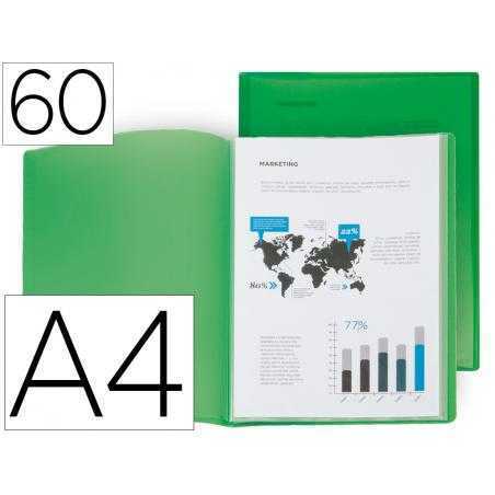 Carpeta liderpapel escaparate 60 fundas polipropileno din a4 verde translucido