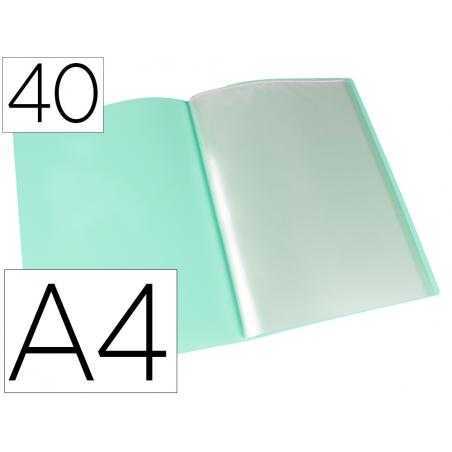 Carpeta liderpapel escaparate 40 fundas polipropileno din a4 verde manzana opaco