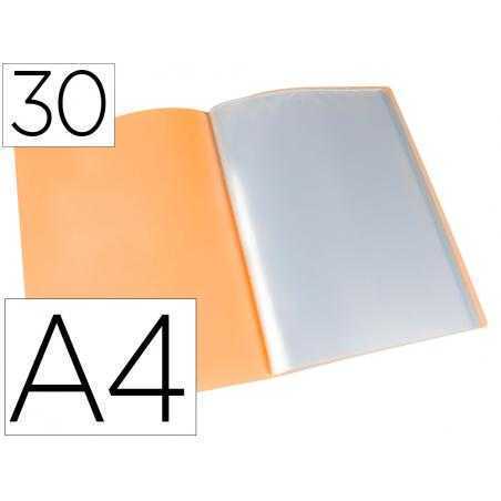 Carpeta liderpapel escaparate 30 fundas polipropileno din a4 naranja fluor opaco