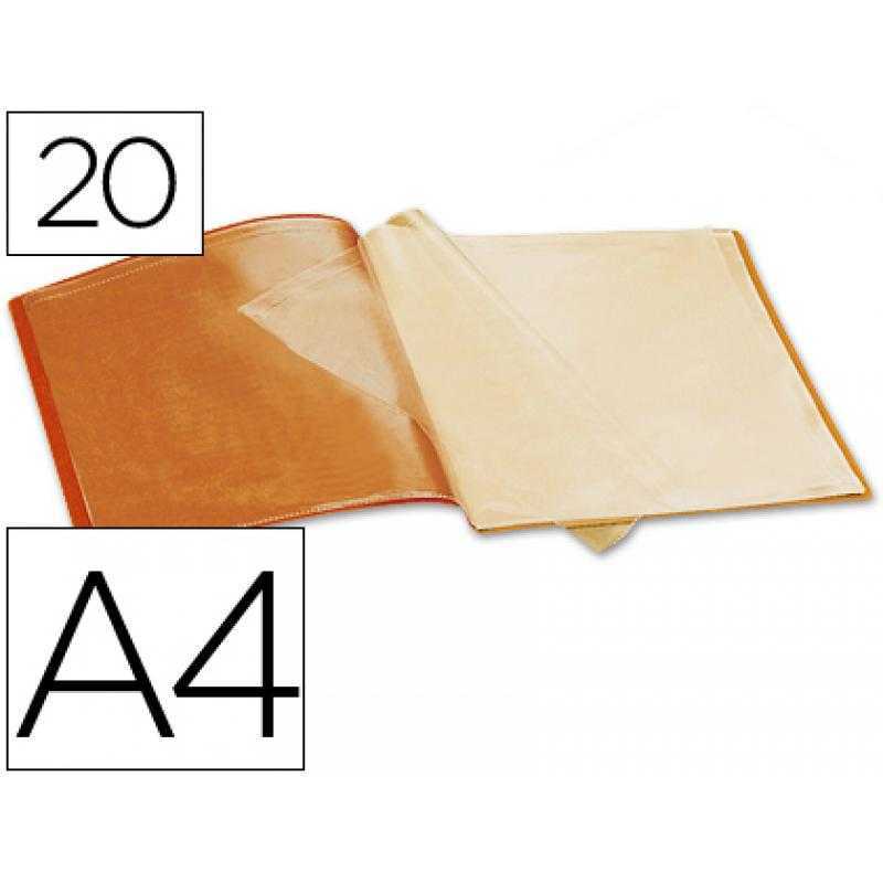 Carpeta liderpapel escaparate 20 fundas polipropileno din a4 naranja fluor opaco