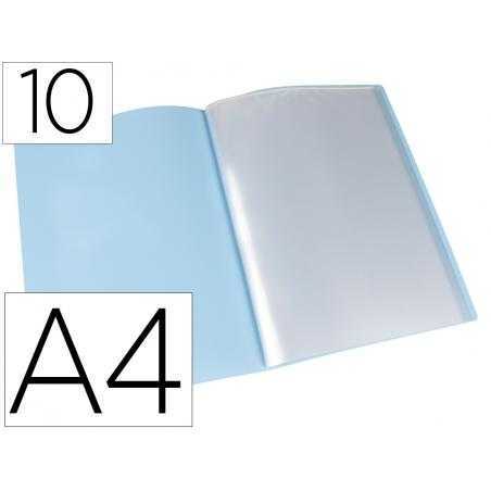 Carpeta liderpapel escaparate 10 fundas polipropileno din a4 celeste opaco