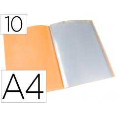 Carpeta liderpapel escaparate 10 fundas polipropileno din a4 naranja fluor opaco