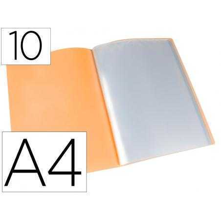Carpeta liderpapel escaparate 10 fundas polipropileno din a4 naranja fluor opaco