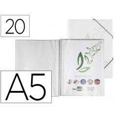 Carpeta liderpapel escaparate con espiral 20 fundas polipropileno din a5 transparente