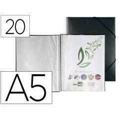Carpeta liderpapel escaparate con espiral 20 fundas polipropileno din a5 negro opaco