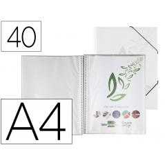 Carpeta liderpapel escaparate con espiral 40 fundas polipropileno din a4 transparente