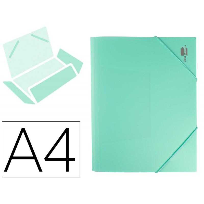 Carpeta liderpapel gomas solapas polipropileno din a4 verde manzana opaco