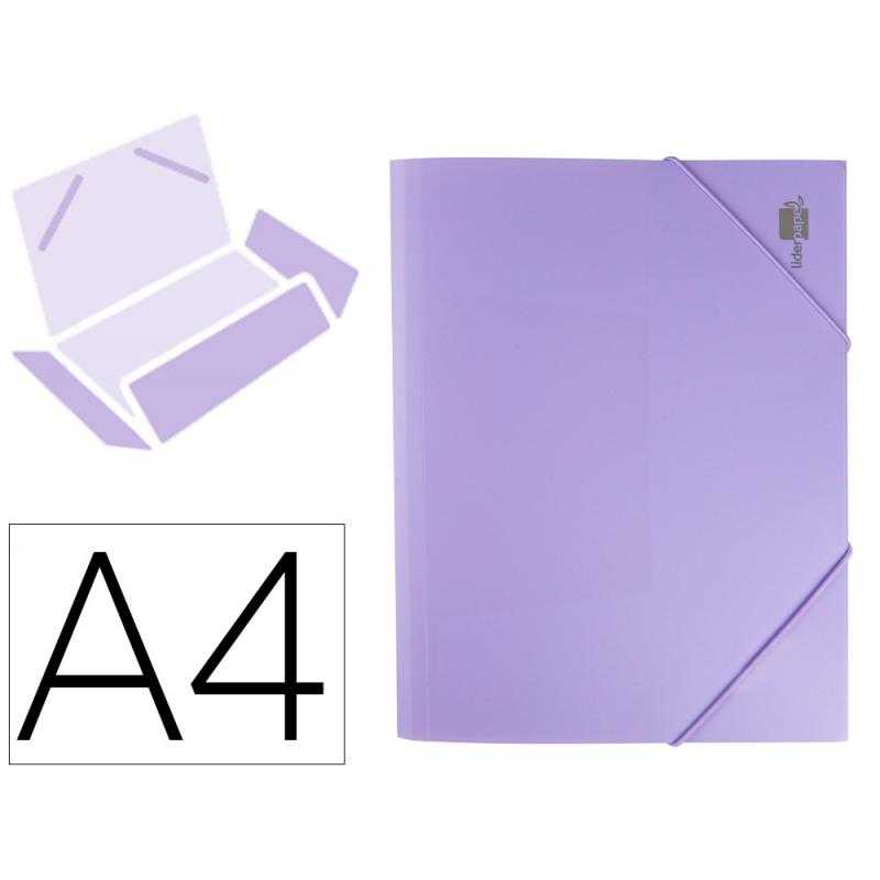 Carpeta liderpapel gomas solapas polipropileno din a4 lavanda opaco