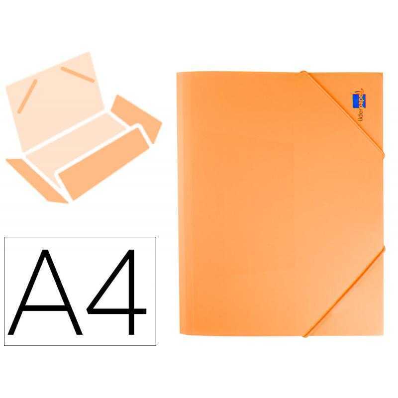 Carpeta liderpapel gomas solapas polipropileno din a4 naranja fluor opaco