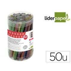 Barra termofusible purpurina liderpapel 7 mm diametro x 100 mm de alto bote 50 unidades colores surtidos