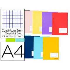 Libreta liderpapel smart a4 tapa blanda 80 hojas 60g/m2 cuadro 5 mm con margen colores surtidos