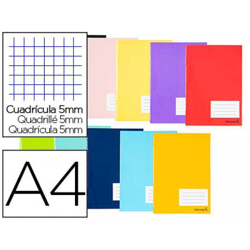Libreta liderpapel smart a4 tapa blanda 80 hojas 60g/m2 cuadro 5 mm con margen colores surtidos