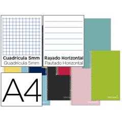 Cuaderno espiral liderpapel a4 micro jolly multidisciplina tapa forrada 140h 75gr 28h 5mm 112h hrtal.