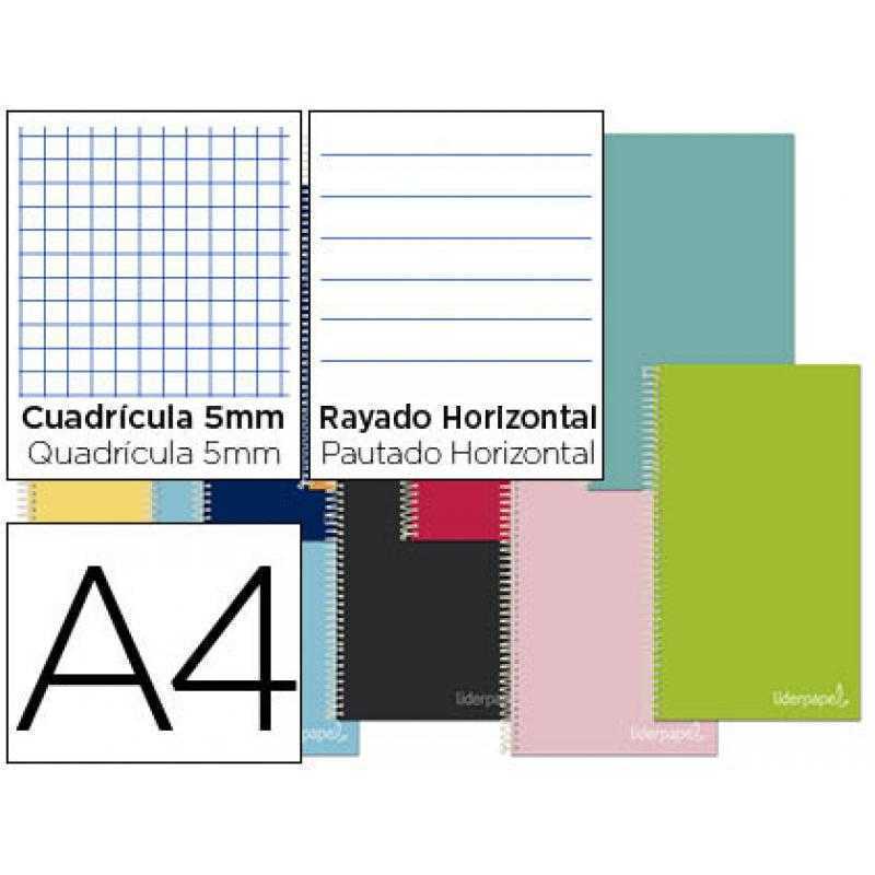 Cuaderno espiral liderpapel a4 micro jolly multidisciplina tapa forrada 140h 75gr 28h 5mm 112h hrtal.