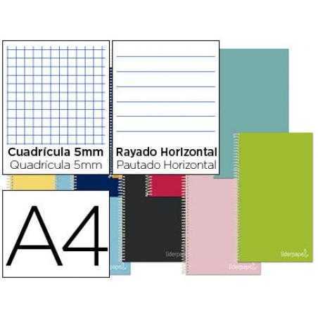 Cuaderno espiral liderpapel a4 micro jolly multidisciplina tapa forrada 140h 75gr 28h 5mm 112h hrtal.