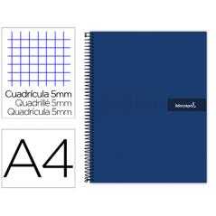 Cuaderno espiral liderpapel a4 micro crafty tapa forrada 120h 90 gr cuadro 5 mm 5 bandas 4 colores color azul