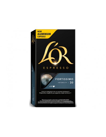 Cafe l'or espresso fortissimo intensidad 10 caja de 10 capsulas compatible nespresso