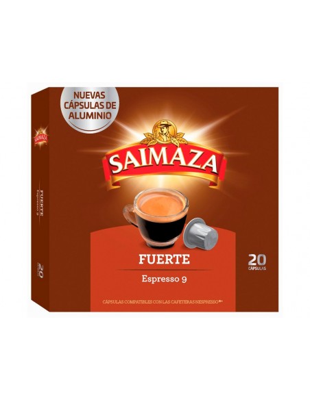 Cafe saimaza fuerte espresso intensidad 9 caja de 20 capsulas compatible nespresso