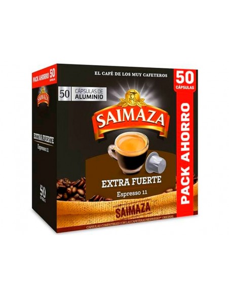Cafe saimaza extra fuerte espresso intensidad 11 caja de 50 capsulas compatible nespresso
