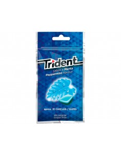 Chicle trident grageas sabor menta sin azucar bolsa de 43,5 gr