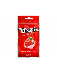 Chicle trident grageas sabor fresa sin azucar bolsa de 43,5 gr