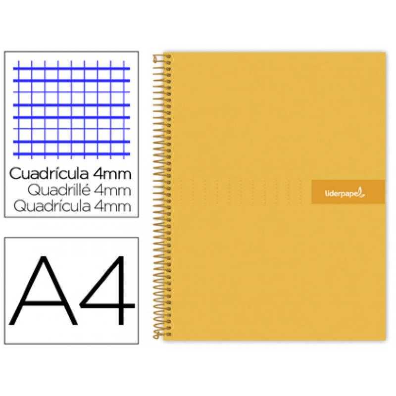 Cuaderno espiral liderpapel a4 crafty tapa forrada 80h 90 gr cuadro 4mm con margen color naranja