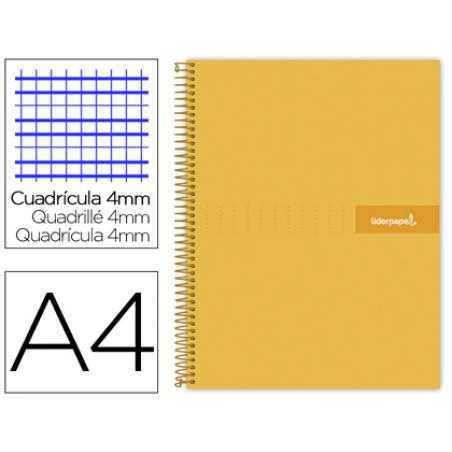 Cuaderno espiral liderpapel a4 crafty tapa forrada 80h 90 gr cuadro 4mm con margen color naranja