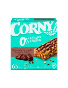 Barrita de cereales corny 0% azucares chocolate con leche caja de 6 unidades 20 gr