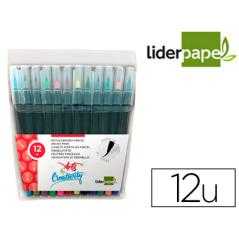 Rotulador liderpapel punta pincel extra suave estuche 12 unidades colores surtidos