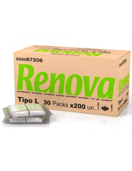 Servilleta renova 1 capa color blanco mini 17x17 cm plegado l paquete de 200 unidades