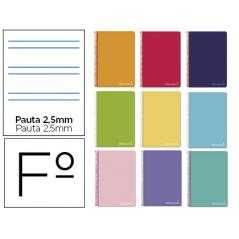 Cuaderno espiral liderpapel folio witty tapa dura 80h 75gr pauta 2,5mm con margen colores surtidos