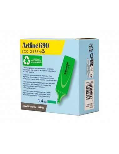 Rotulador artline fluorescente ek-690 eco green punta biselada verde