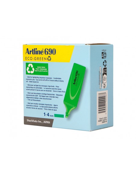 Rotulador artline fluorescente ek-690 eco green punta biselada verde