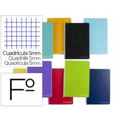 Cuaderno espiral liderpapel folio witty tapa dura 80h 75gr cuadro 5mm con margen colores surtidos