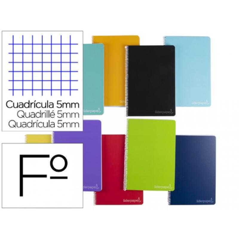 Cuaderno espiral liderpapel folio witty tapa dura 80h 75gr cuadro 5mm con margen colores surtidos