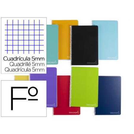 Cuaderno espiral liderpapel folio witty tapa dura 80h 75gr cuadro 5mm con margen colores surtidos