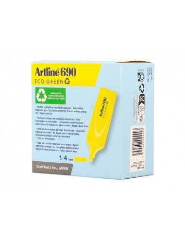 Rotulador artline fluorescente ek-690 eco green punta biselada amarillo