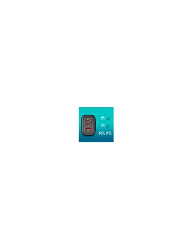Cargador ngs de pared gan ultrarapido para portatil de 65w con 3 puertos: 2 usb-c y 1 usb-a