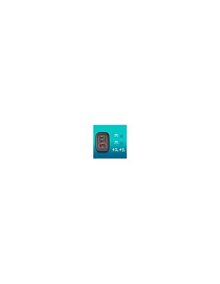 Cargador ngs de pared gan ultrarapido para portatil de 65w con 3 puertos: 2 usb-c y 1 usb-a