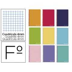 Cuaderno espiral liderpapel folio witty tapa dura 80h 75gr cuadro 4mm con margen colores surtidos