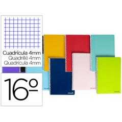 Cuaderno espiral liderpapel bolsillo dieciseavo smart tapa blanda 80h 60gr cuadro 4mm colores surtidos