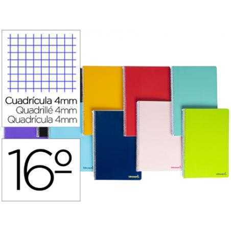 Cuaderno espiral liderpapel bolsillo dieciseavo smart tapa blanda 80h 60gr cuadro 4mm colores surtidos