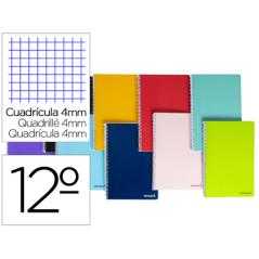 Cuaderno espiral liderpapel bolsillo doceavo smart tapa blanda 80h 60gr cuadro 4mm colores surtidos