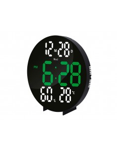 Reloj q-connect digital de pared digital con alarma redondo 27 cm