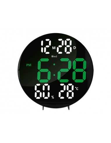 Reloj q-connect digital de pared digital con alarma redondo 27 cm