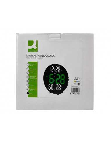 Reloj q-connect digital de pared digital con alarma redondo 27 cm